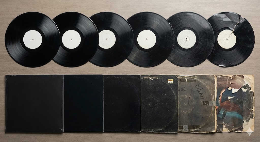 Guía visual de referencia para la gradación de discos de vinilo y portadas